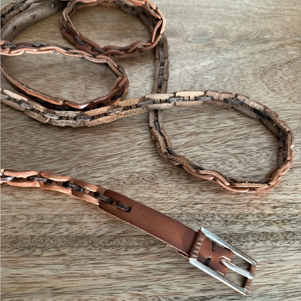 Brown Leather Double Wrap Belt Size S